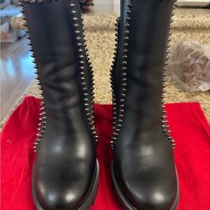 Christian Louboutin Black Studded Combat Boots
